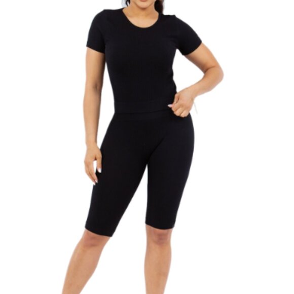 Love Poem Other - Women's Set Active Seamless Ribbed Biker Shorts & Sports Bra – Casual Sportswear